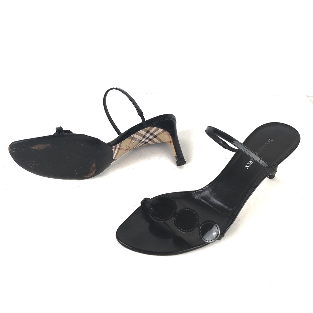 Burberry Patent Leather Sandals Kitten Heel 37